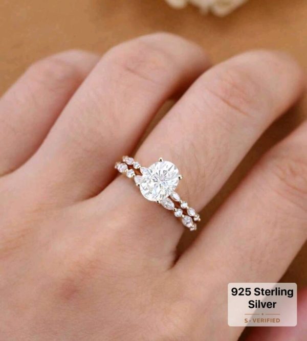 2ct Oval Shape Marquise Round Diamond Set - Image 4
