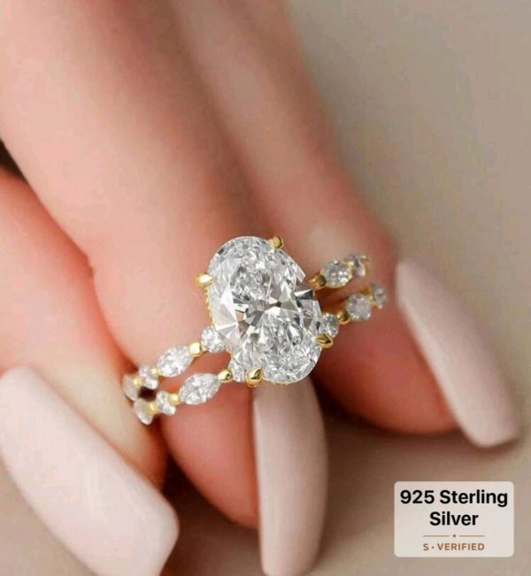 2ct Oval Shape Marquise Round Diamond Set - Image 6