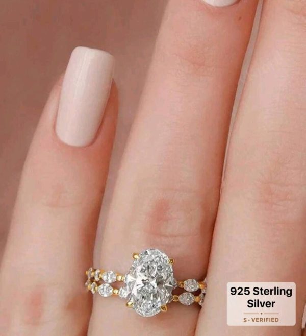 2ct Oval Shape Marquise Round Diamond Set - Image 5