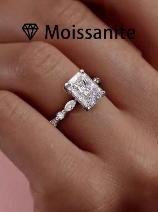 Minimalist Rectangle Moissanite Ring