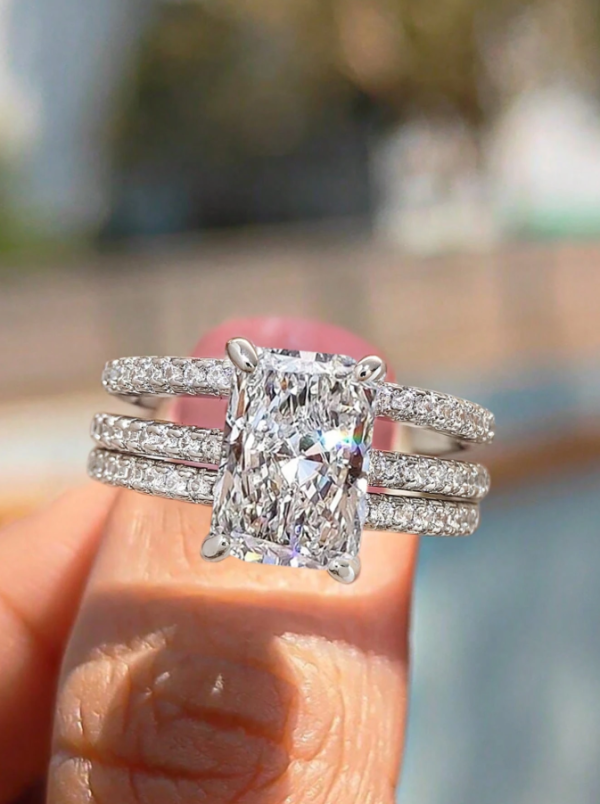 Exquisite And Elegant Zirconia Triple Wedding Set - Image 3