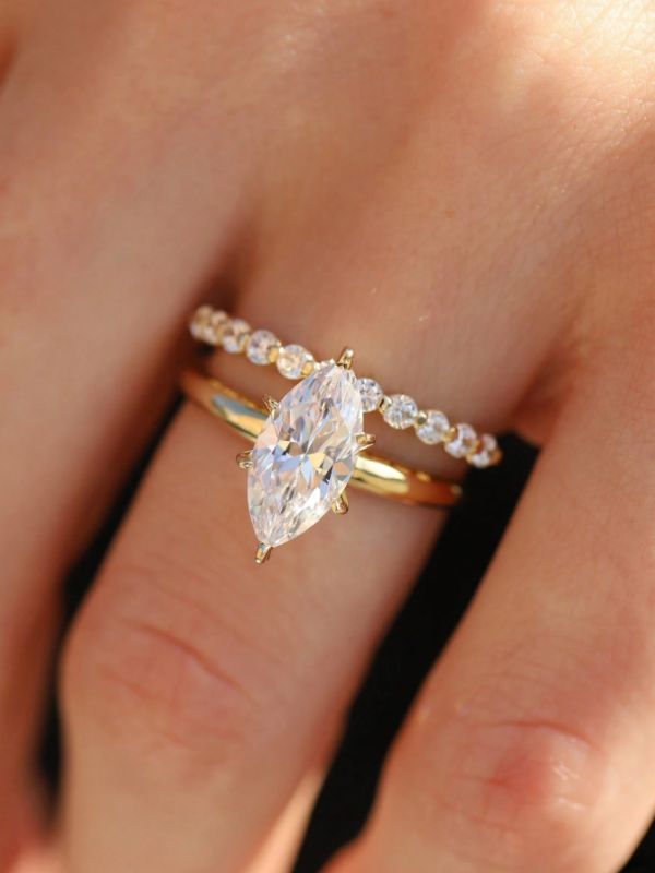 2ct Horse Eye Ring Wedding Set