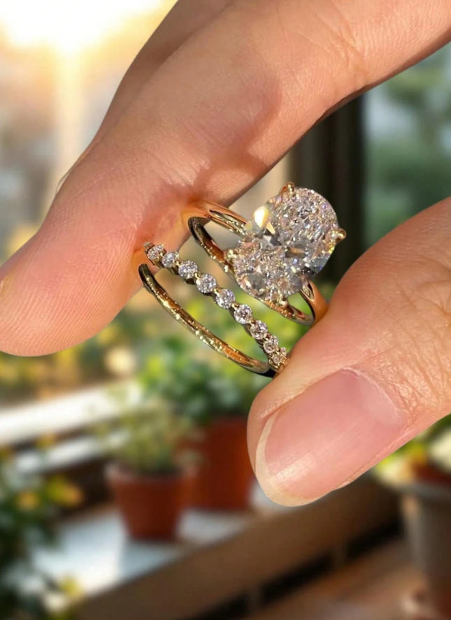 Oval Shape Set Wedding Set - Image 3