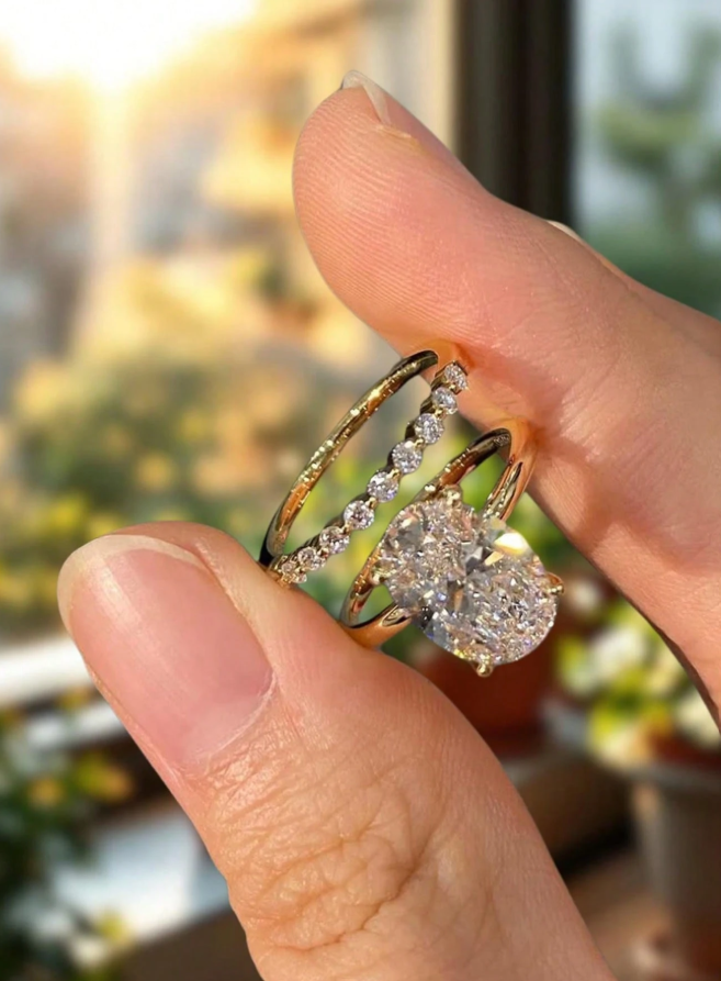 Oval Shape Set Wedding Set - Image 5