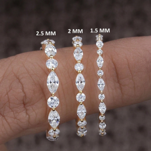 Marquise And Round Cut Half Eternity Wedding Band