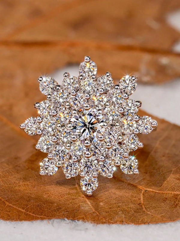 Sparkling Round Snowflake Ring