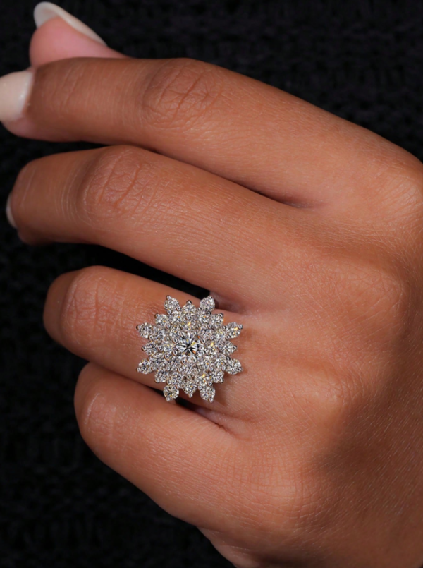 Sparkling Round Snowflake Ring - Image 4