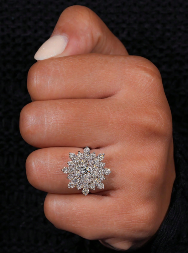 Sparkling Round Snowflake Ring - Image 2