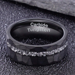 Black Muonionalusta Meteorite Interstellar Inlay Tungsten Carbide Ring