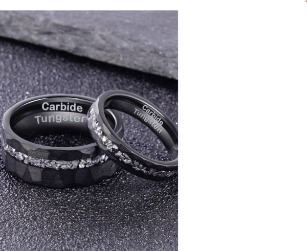 Black Muonionalusta Meteorite Interstellar Inlay Tungsten Carbide Ring - Image 3