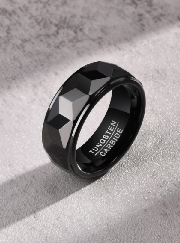 Tungsten Carbide Black Minimalist Tungsten Carbide Ring 8mm