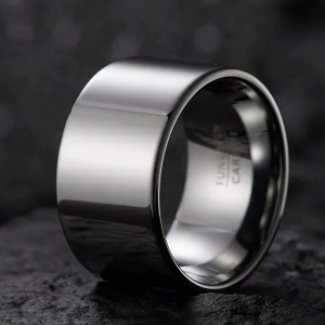 Bold Wrench Design Tungsten Carbide 14mm Wedding Ring