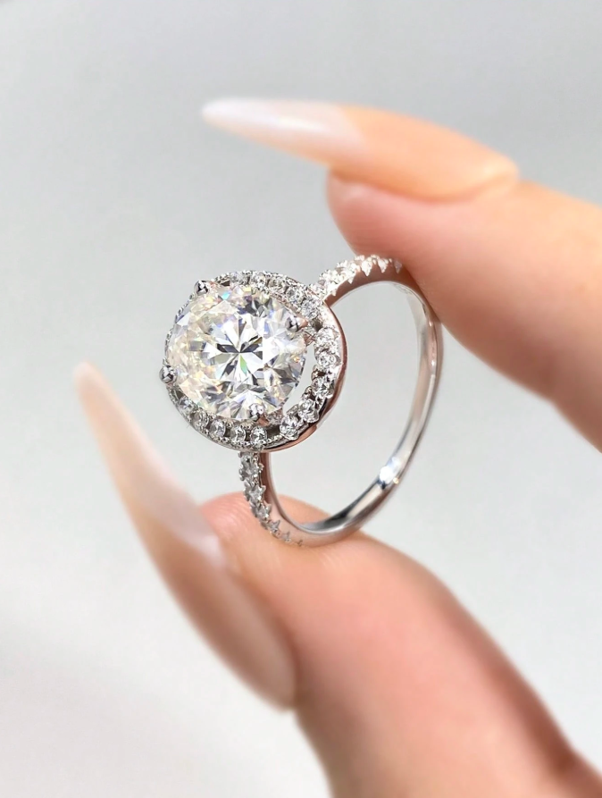 Simplicity Half Circle Diamond 3ct Moissanite Wedding Ring - Image 2