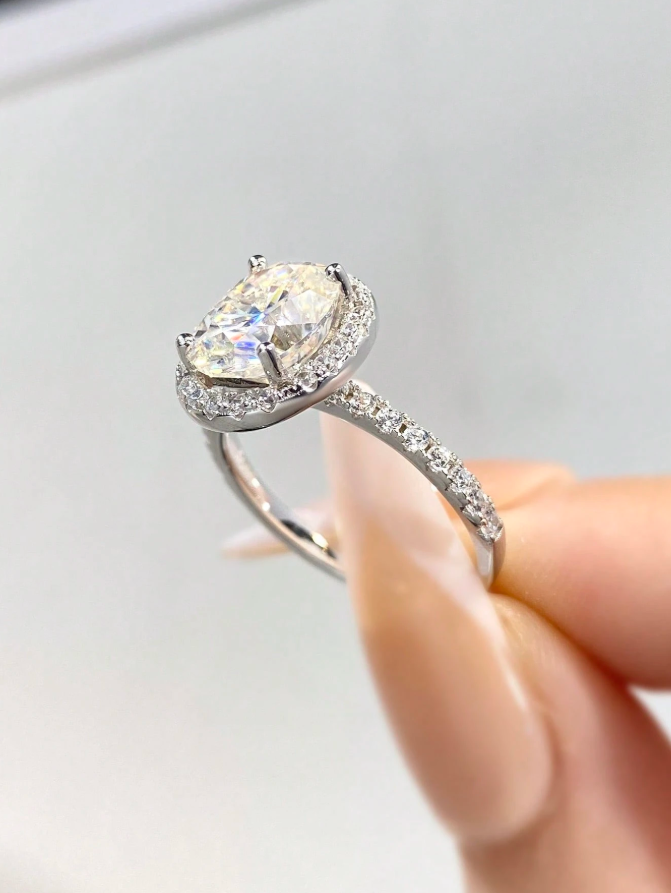 Simplicity Half Circle Diamond 3ct Moissanite Wedding Ring - Image 3