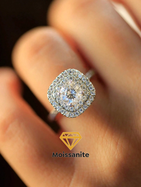 Four-Prong Square Moissanite Ring