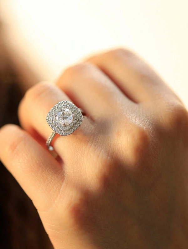 Four-Prong Square Moissanite Ring - Image 3