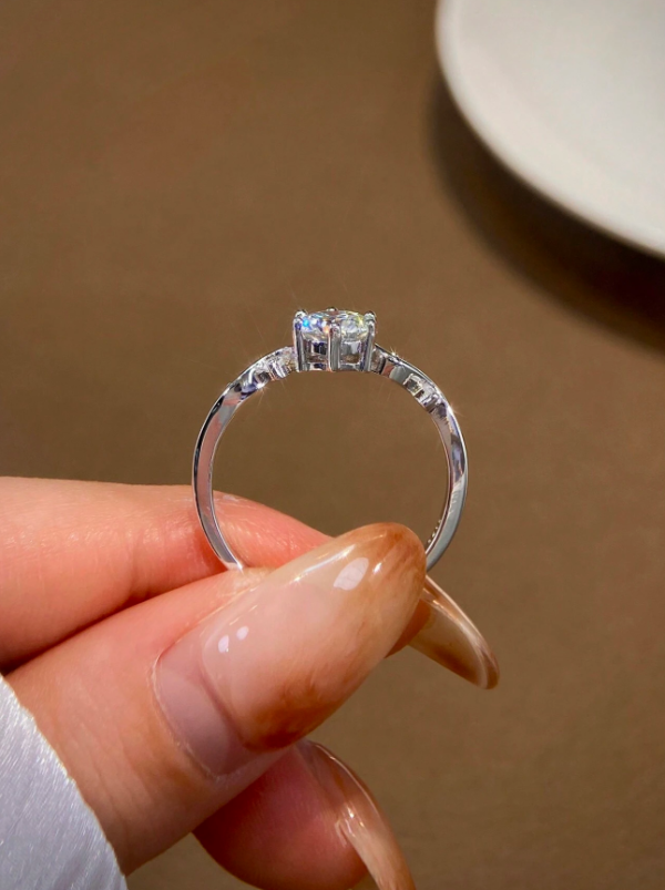Shiny Moissanite Rhinestone Round Wedding Ring - Image 7