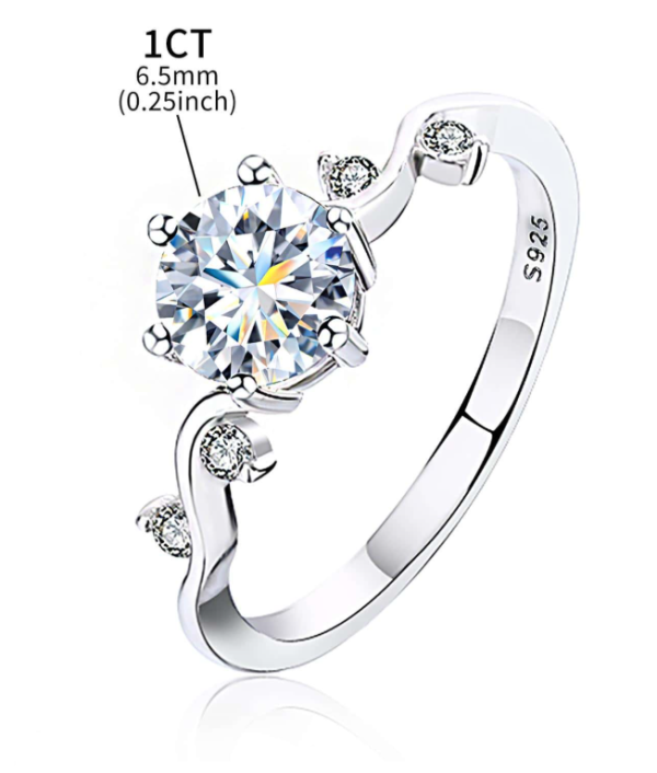Shiny Moissanite Rhinestone Round Wedding Ring - Image 8