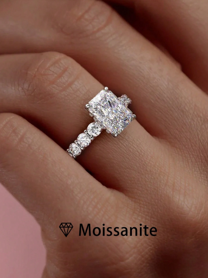 2ct Moissanite Diamond Cushion Cut Solitaire Engagement Ring - Image 5
