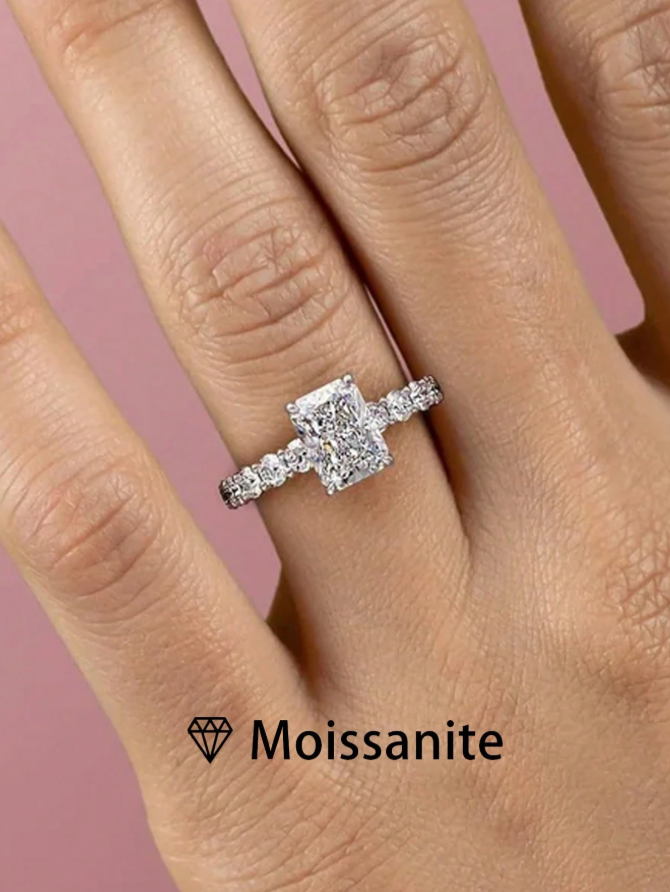 2ct Moissanite Diamond Cushion Cut Solitaire Engagement Ring - Image 4