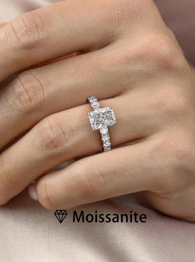 2ct Moissanite Diamond Cushion Cut Solitaire Engagement Ring - Image 3
