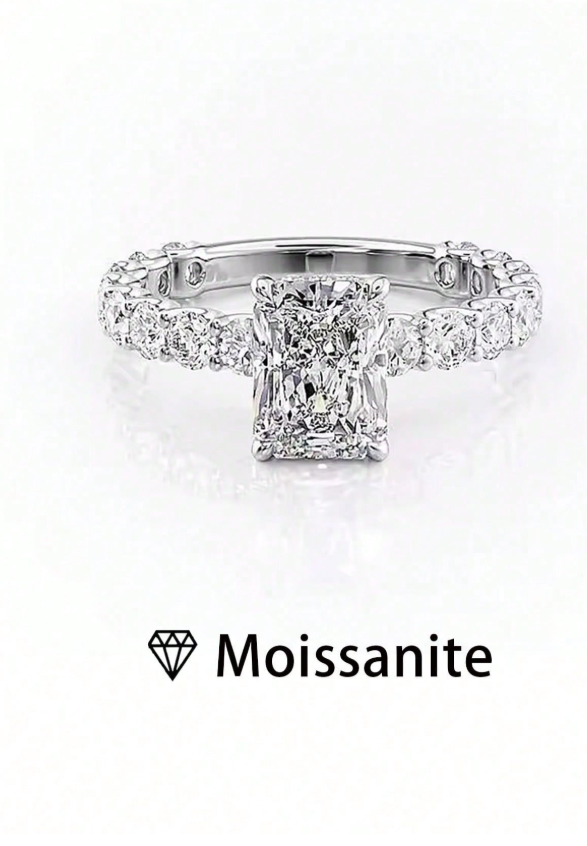 2ct Moissanite Diamond Cushion Cut Solitaire Engagement Ring - Image 2