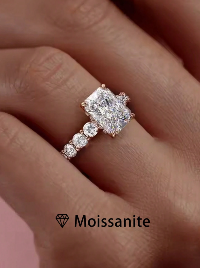 2ct Moissanite Diamond Cushion Cut Solitaire Engagement Ring