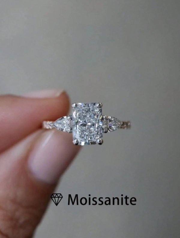 2ct Emerald Cut Moissanite Engagement Ring - Image 2