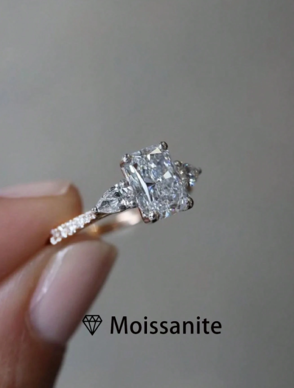 2ct Emerald Cut Moissanite Engagement Ring - Image 3