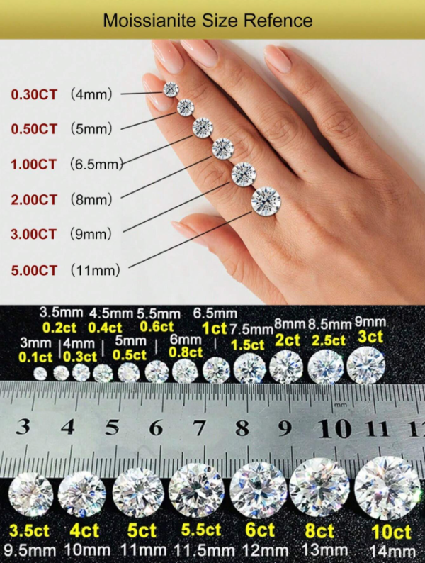 1Carat Premium Round Row Diamond Design D Color Moissanite Engagement Ring - Image 5
