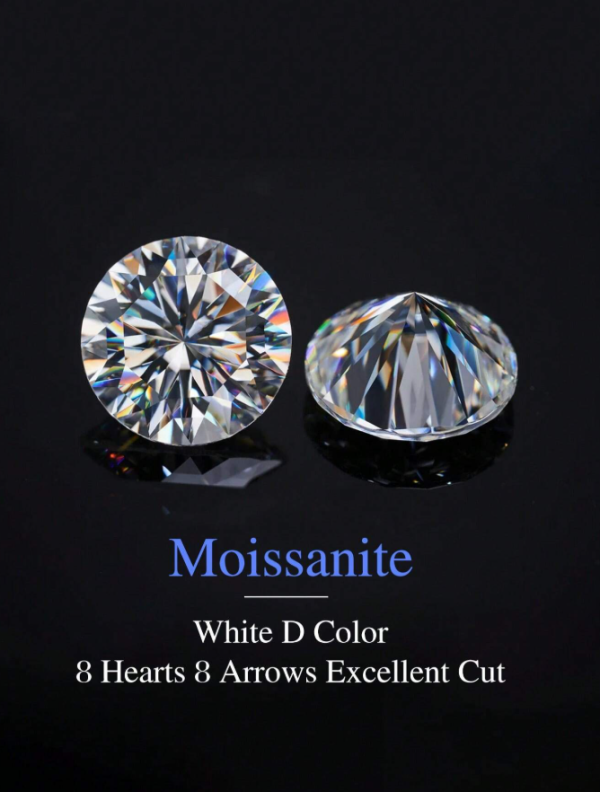 1Carat Premium Round Row Diamond Design D Color Moissanite Engagement Ring - Image 6