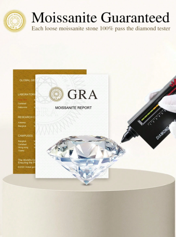 1Carat Premium Round Row Diamond Design D Color Moissanite Engagement Ring - Image 7
