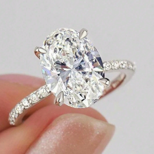 Ellipse Colorless Moissanite Diamond Engagement Ring