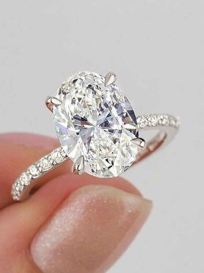Ellipse Colorless Moissanite Diamond Engagement Ring