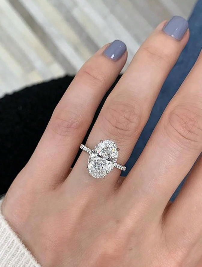 Ellipse Colorless Moissanite Diamond Engagement Ring - Image 2