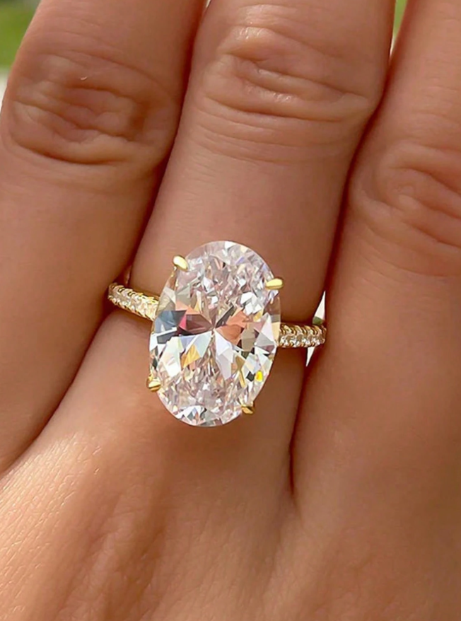 Ellipse Colorless Moissanite Diamond Engagement Ring - Image 8