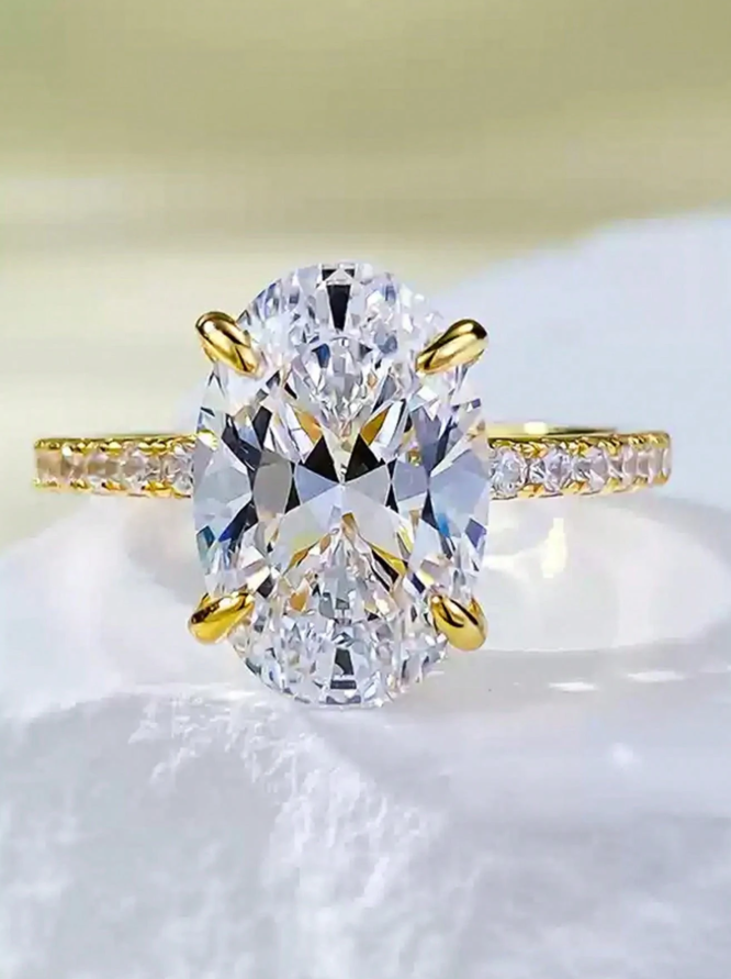 Ellipse Colorless Moissanite Diamond Engagement Ring - Image 9