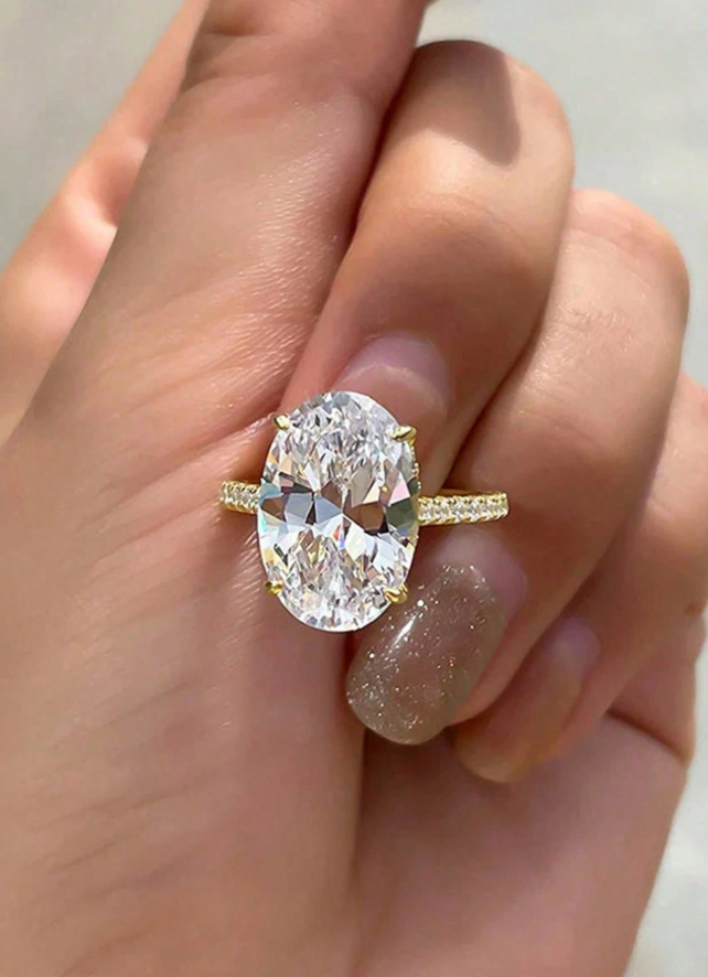 Ellipse Colorless Moissanite Diamond Engagement Ring - Image 10