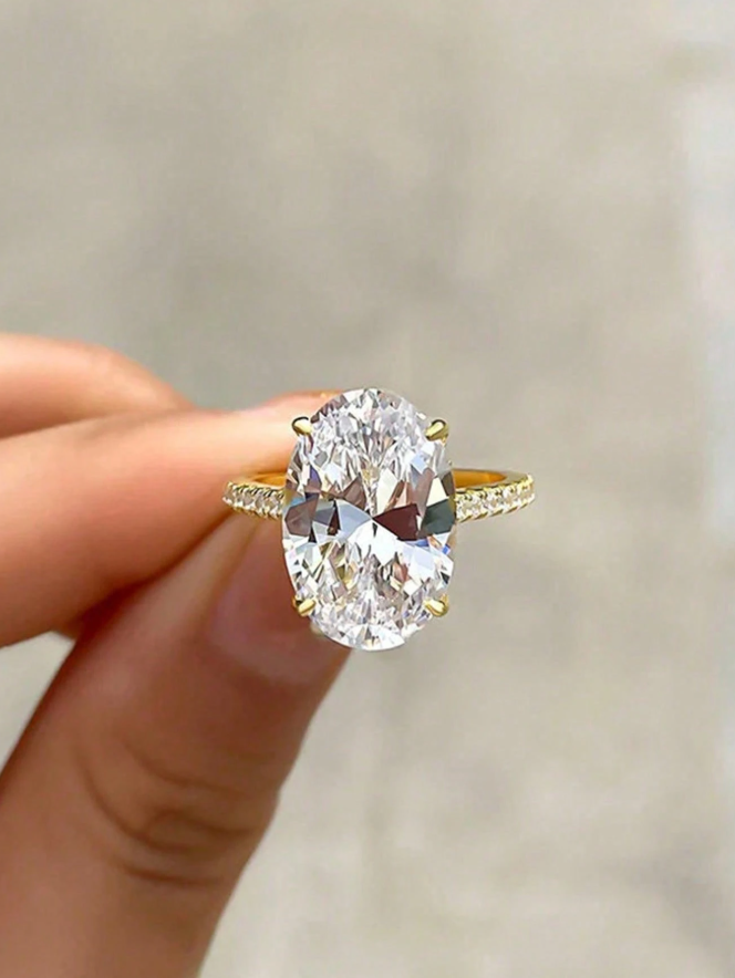 Ellipse Colorless Moissanite Diamond Engagement Ring - Image 11