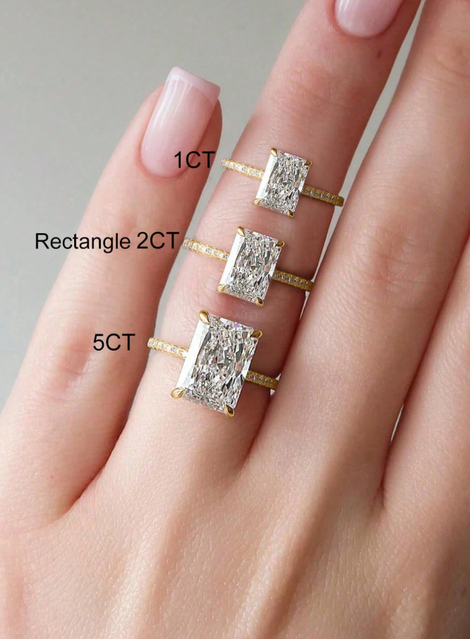 2CT Rectangle Sparkle Engagement Ring - Image 4