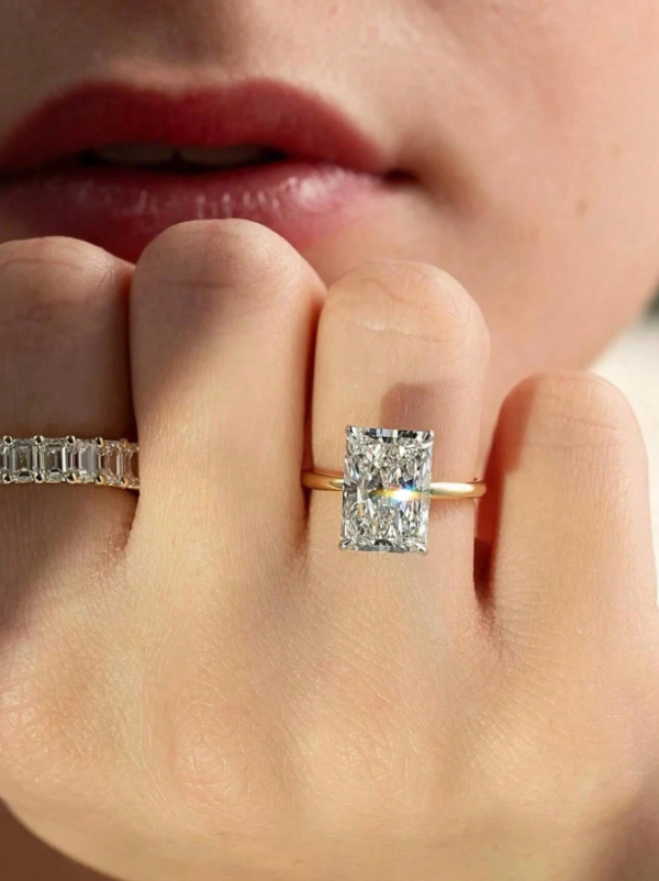 Sparkle Rectangular Ring Engagement Ring - Image 7