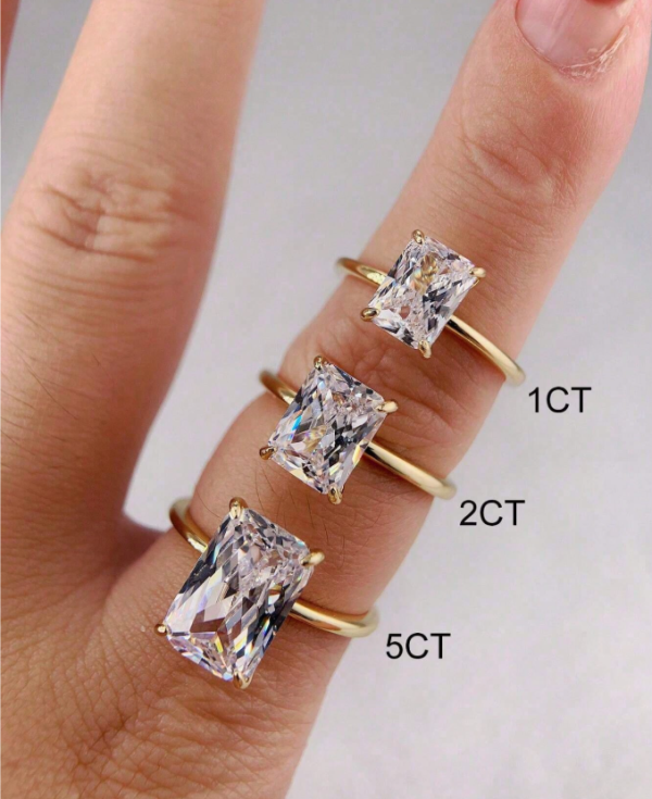 Sparkle Rectangular Ring Engagement Ring - Image 3