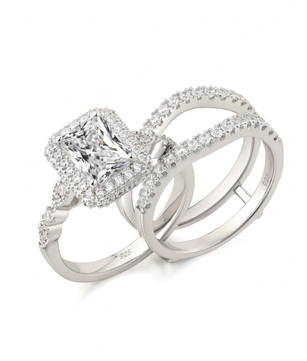 6*8mm 1.88 Ct Radiant Cut High Grade Cubic Zirconia Bridal Set