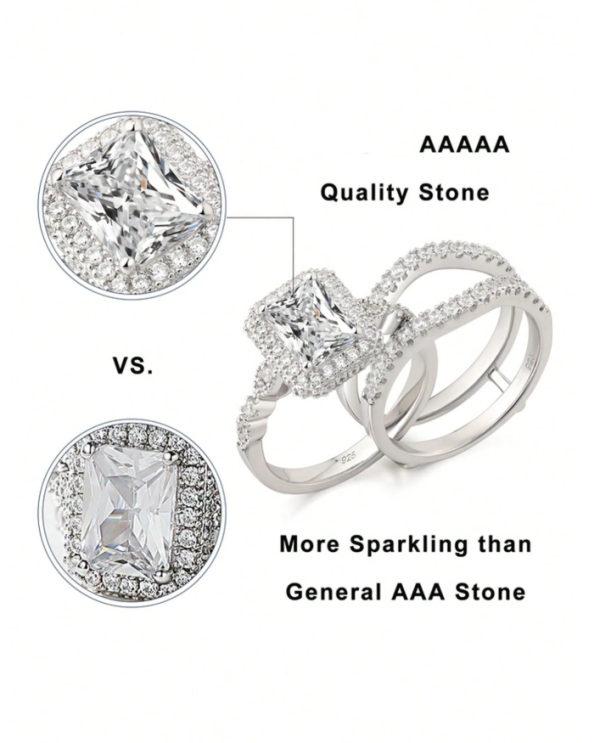 6*8mm 1.88 Ct Radiant Cut High Grade Cubic Zirconia Bridal Set - Image 7