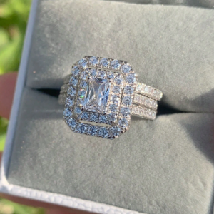 6*4mm Radiant Cut AAAAA Grade Cubic Zirconia Luxury Bridal Set