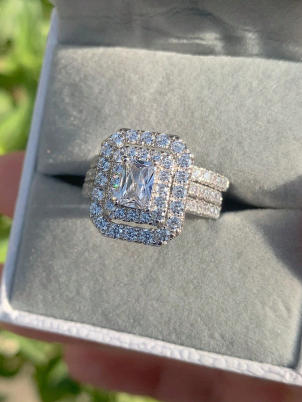 6*4mm Radiant Cut AAAAA Grade Cubic Zirconia Luxury Bridal Set