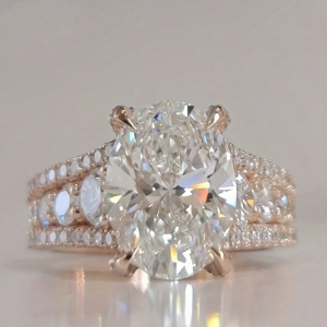 Rose Gold Plated Oval Cubic Zirconia Engagement Ring