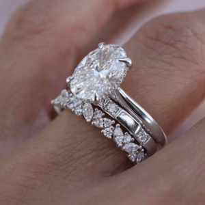 Luxury Elegant S925 Sterling Silver Oval Cubic Zirconia Ring Set