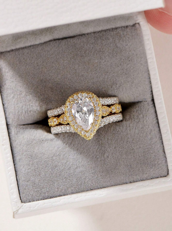6*9mm 2.7Ct High Grade Cubic Zirconia Wedding Set - Image 11