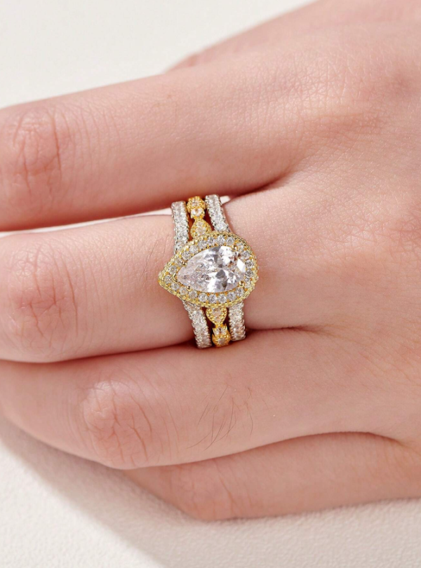 6*9mm 2.7Ct High Grade Cubic Zirconia Wedding Set - Image 12
